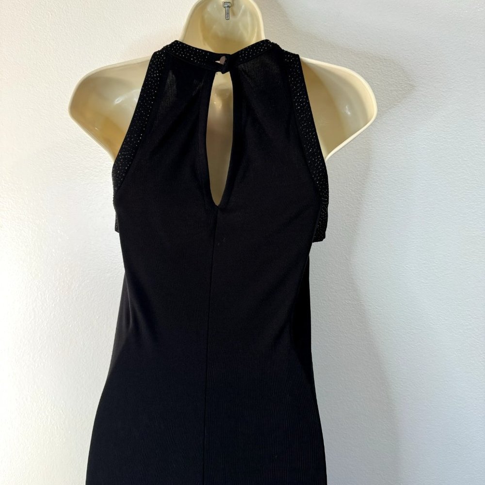Lauren Ralph Lauren Black Midi Dress Size Large L Halter Gem Evening Formal - Picture 8 of 13